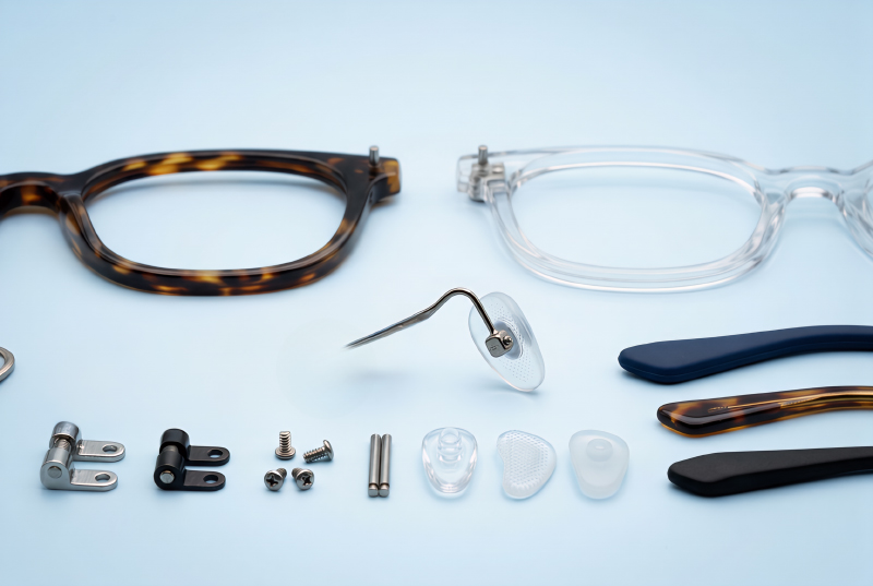 Composants de lunettes pour la fabrication de montures optiques personnalisées